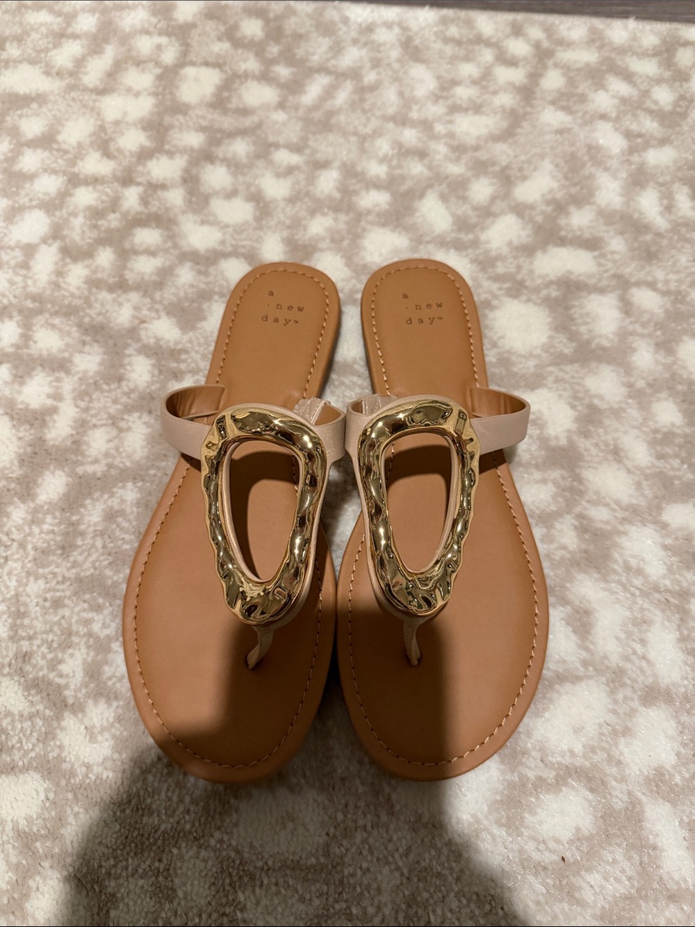 a new day Tan Sandals with Gold Sculpted Buckle